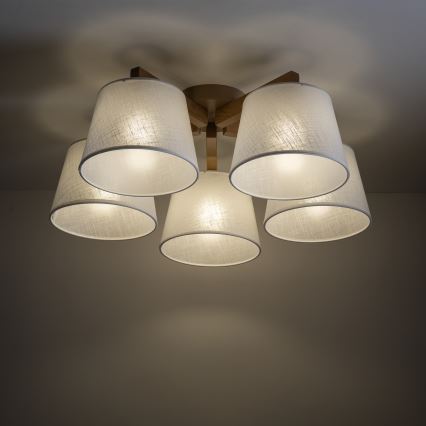 Brilagi - Επιφανειακό φωτιστικό οροφής LATTE SABIA 5xE27/60W/230V πεύκο/λευκό