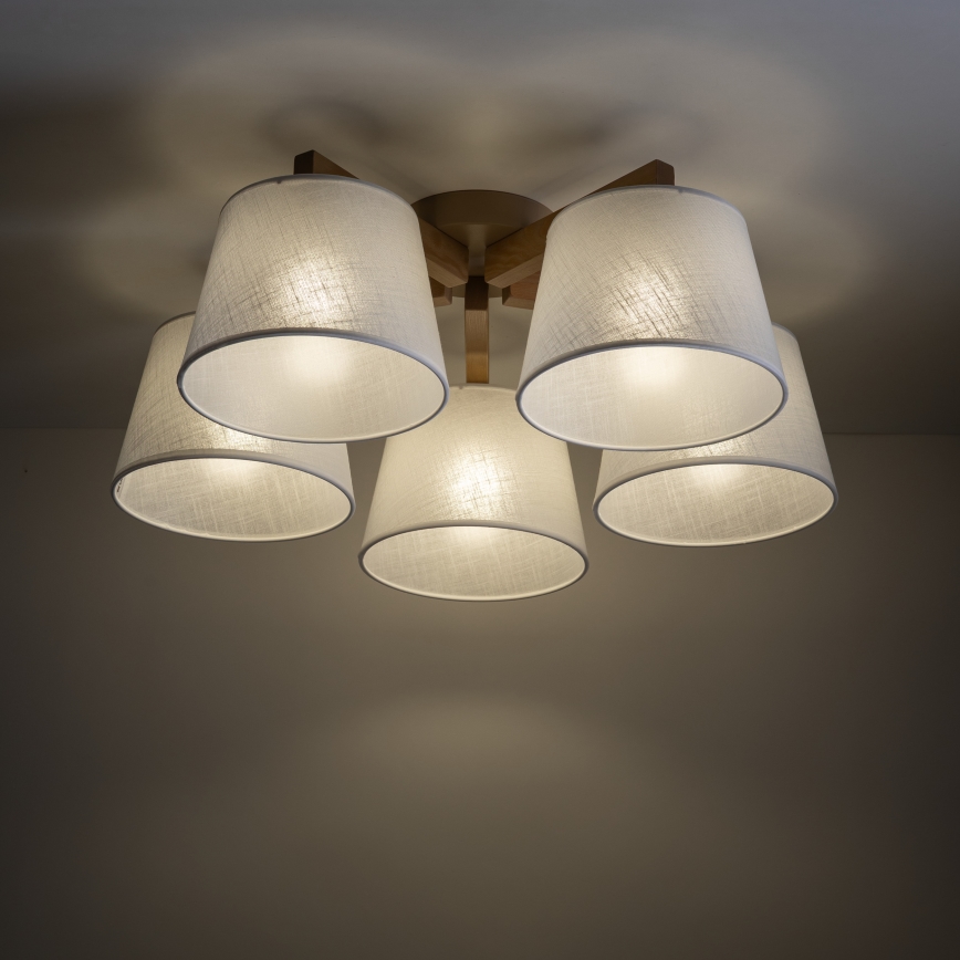 Brilagi - Επιφανειακό φωτιστικό οροφής LATTE SABIA 5xE27/60W/230V πεύκο/λευκό