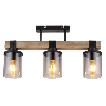 Brilagi - Επιφανειακό φωτιστικό οροφής VISTA, 3xE27/60W/230V, απόχρωση δρυός