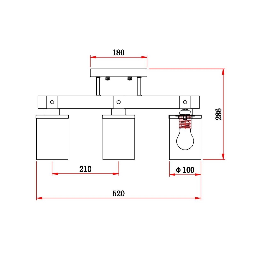Brilagi - Επιφανειακό φωτιστικό οροφής VISTA, 3xE27/60W/230V, απόχρωση δρυός