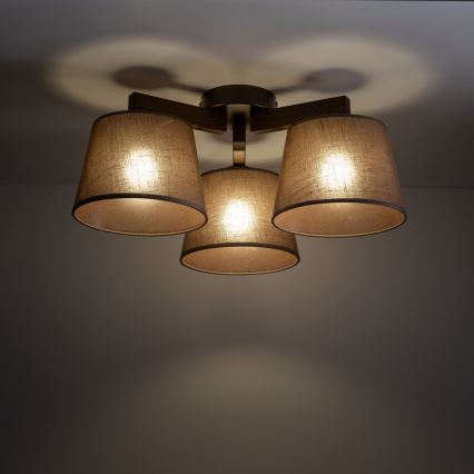 Brilagi - Επιφανειακός πολυέλαιος LATTE 3xE27/60W/230V πεύκο/καφέ