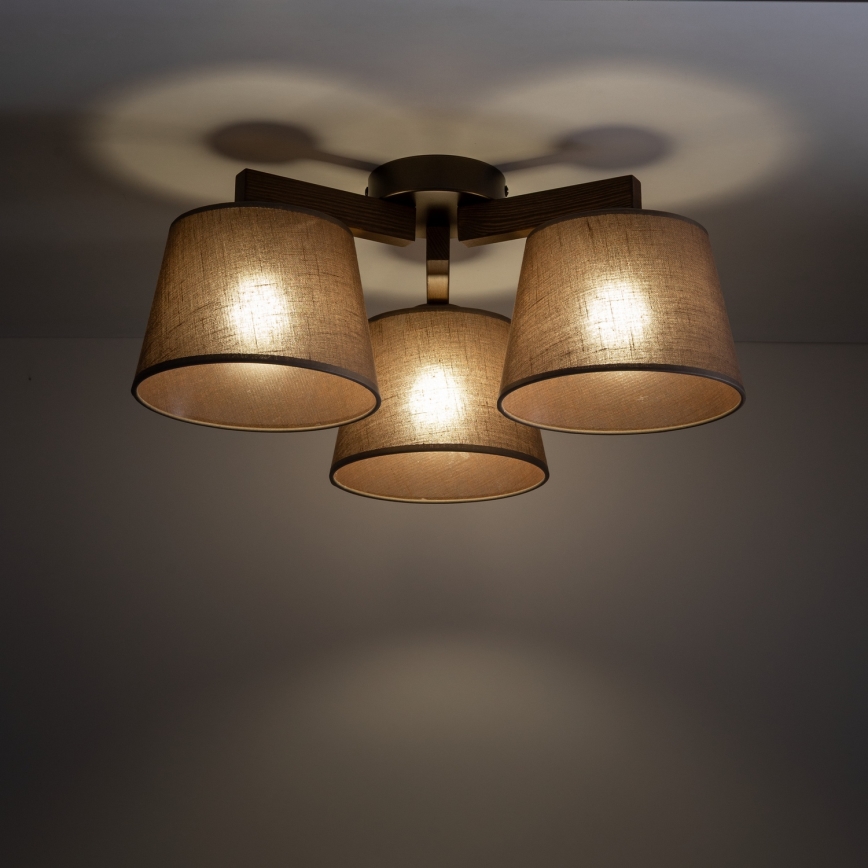 Brilagi - Επιφανειακός πολυέλαιος LATTE 3xE27/60W/230V πεύκο/καφέ