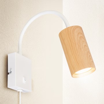Brilagi - Εύκαμπτο φωτιστικό τοίχου SELE 1xGU10/30W/230V λευκό/δρύινο ντεκόρ