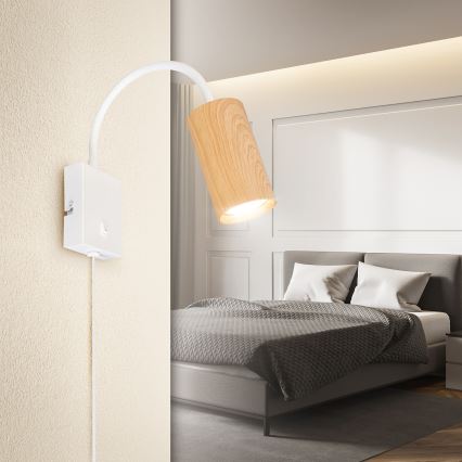 Brilagi - Εύκαμπτο φωτιστικό τοίχου SELE 1xGU10/30W/230V λευκό/δρύινο ντεκόρ