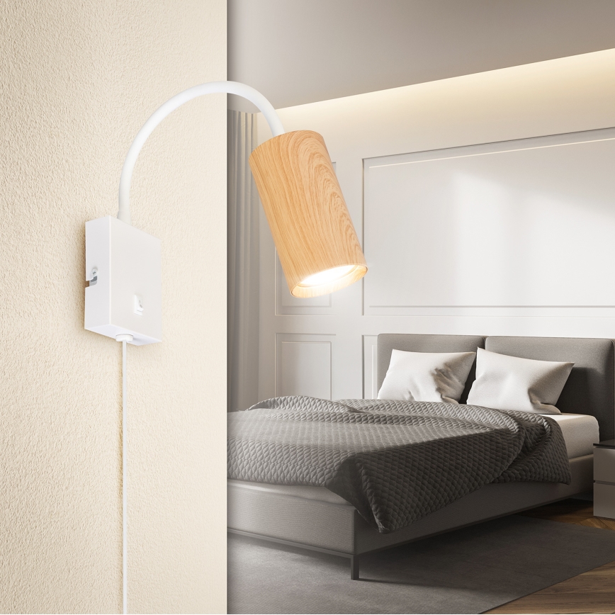 Brilagi - Εύκαμπτο φωτιστικό τοίχου SELE 1xGU10/30W/230V λευκό/δρύινο ντεκόρ