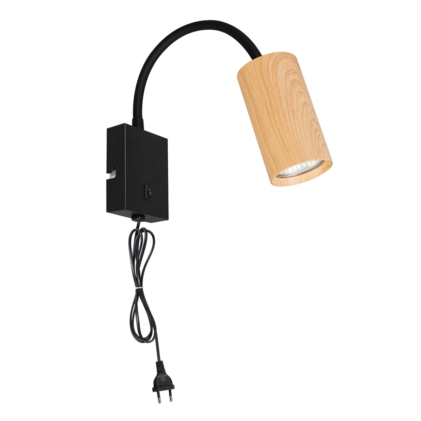 Brilagi - Εύκαμπτο φωτιστικό τοίχου SELE 1xGU10/30W/230V μαύρο/δρύινο ντεκόρ
