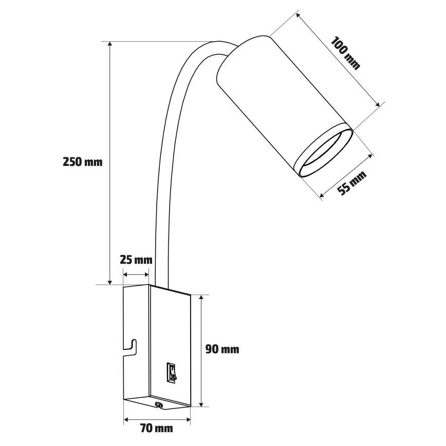 Brilagi - Εύκαμπτο φωτιστικό τοίχου SELE 1xGU10/30W/230V μαύρο/δρύινο ντεκόρ
