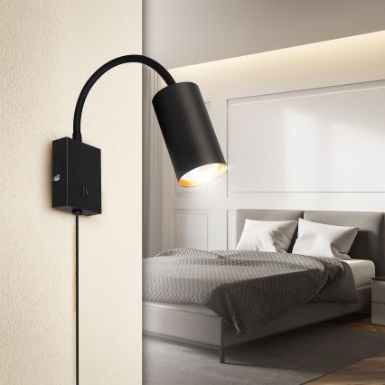 Brilagi - Εύκαμπτο φωτιστικό τοίχου SELE 1xGU10/30W/230V μαύρο/χρυσό