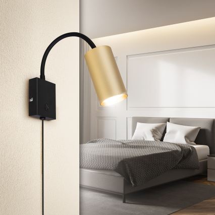 Brilagi - Εύκαμπτο φωτιστικό τοίχου SELE 1xGU10/30W/230V μαύρο/χρυσό