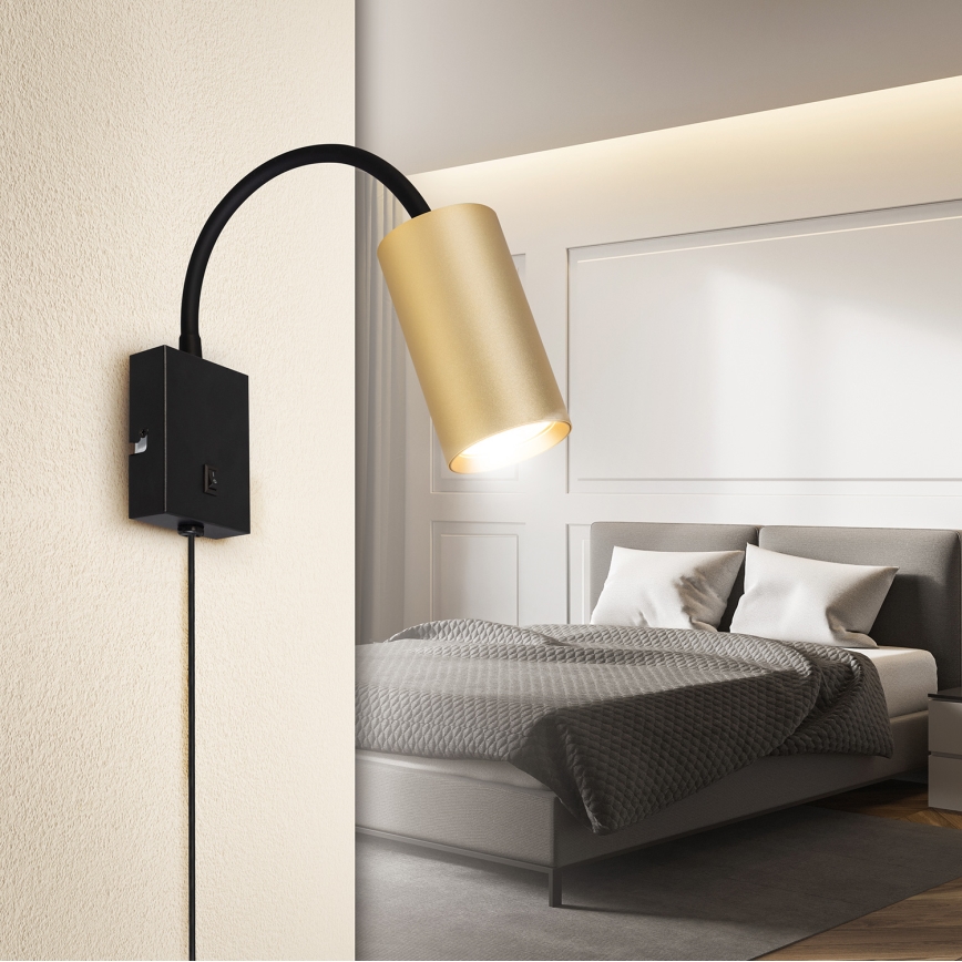 Brilagi - Εύκαμπτο φωτιστικό τοίχου SELE 1xGU10/30W/230V μαύρο/χρυσό