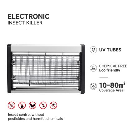 Brilagi - Ηλεκτρική παγίδα εντόμων 2xUV/15W/230V 80 m2