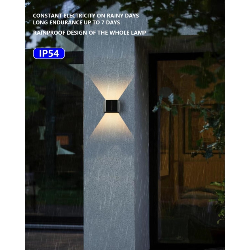 Brilagi - Ηλιακό φωτιστικό τοίχου LED με αισθητήρα SOLAR CUBE LED/2W/3,2V 1300 mAh IP54