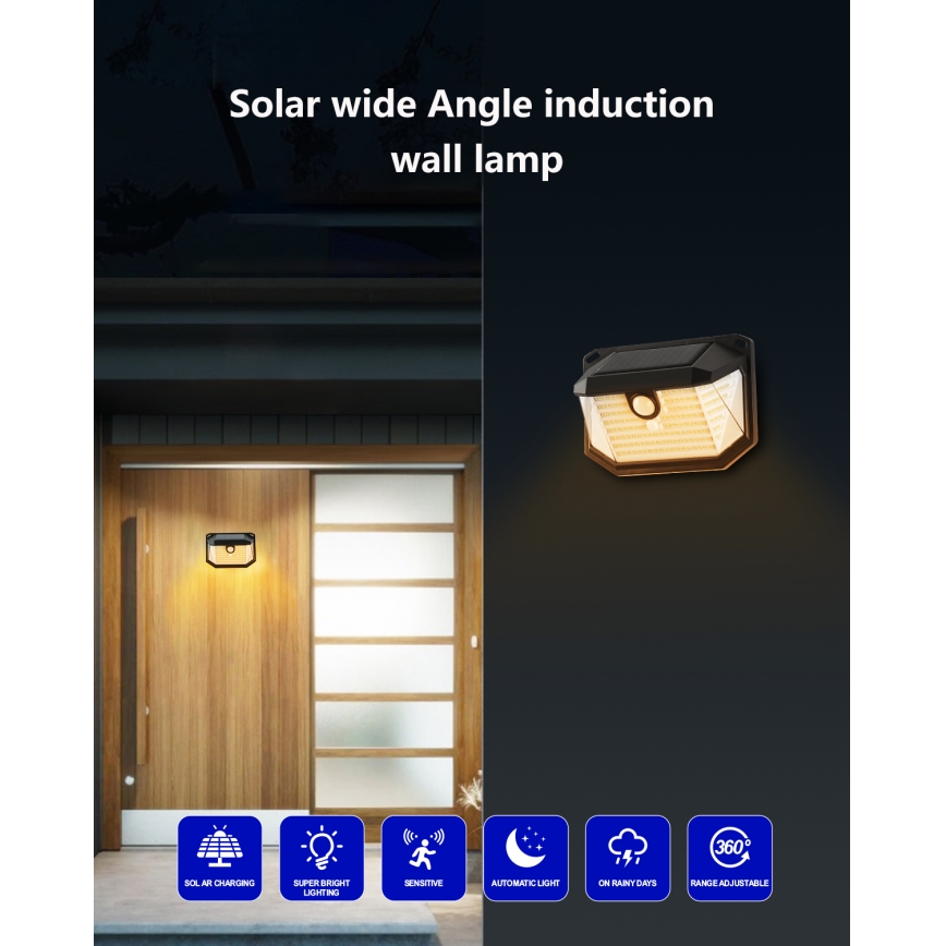 Brilagi - Ηλιακό φωτιστικό τοίχου LED με αισθητήρα WALLIE LED/4W/5,5V 1200 mAh 3000K IP65