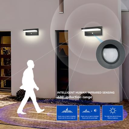 Brilagi - Ηλιακό φωτιστικό τοίχου LED με αισθητήρα ΗΛΙΟΣ SENSE LED/10W/3,7V 4000 mAh IP44