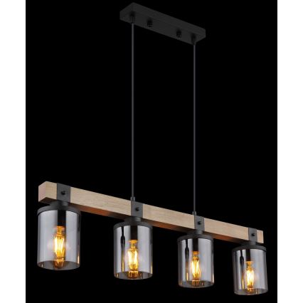 Brilagi - Κρεμαστό φωτιστικό με καλώδιο VISTA 4xE27/60W/230V σε απόχρωση δρυός