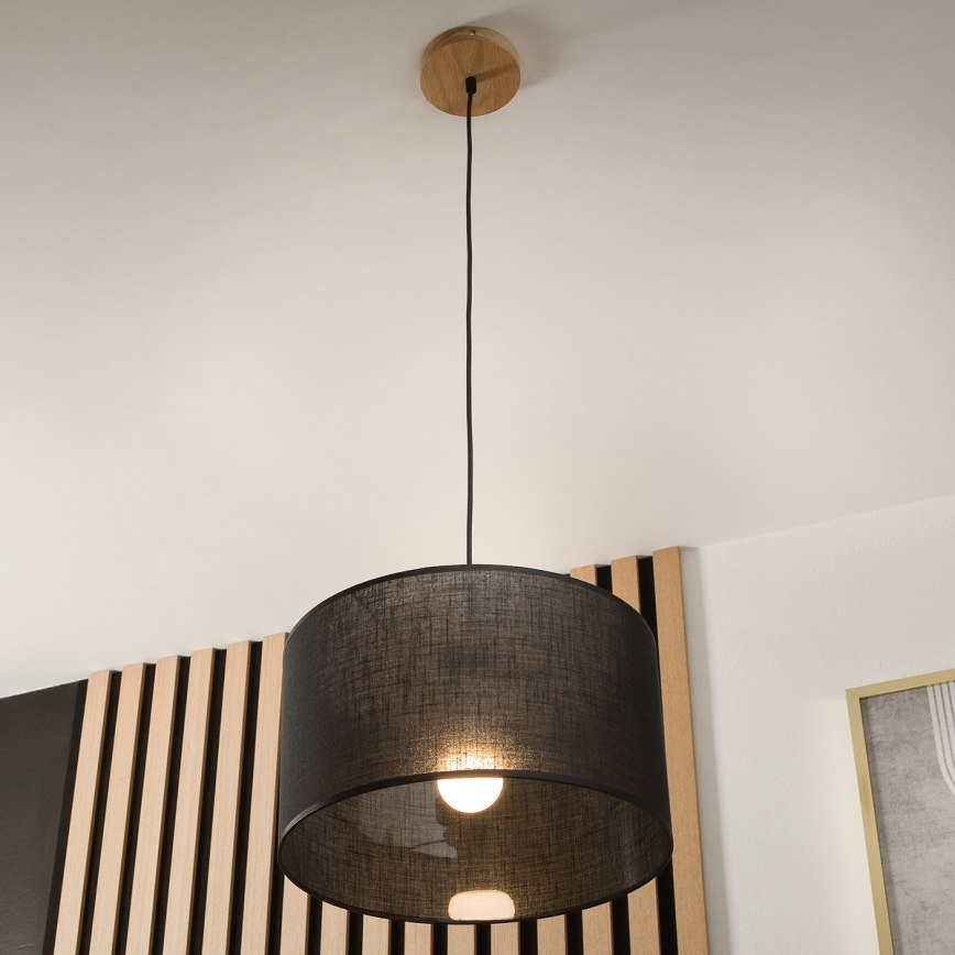 Brilagi - Κρεμαστό φωτιστικό οροφής ANTHONY 1xE27/60W/230V δρυς/μαύρο