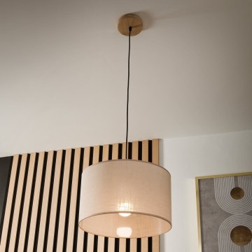 Brilagi - Κρεμαστό φωτιστικό οροφής ANTHONY 1xE27/60W/230V δρυς/μπεζ