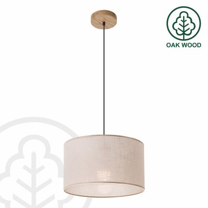 Brilagi - Κρεμαστό φωτιστικό οροφής ANTHONY 1xE27/60W/230V δρυς/μπεζ