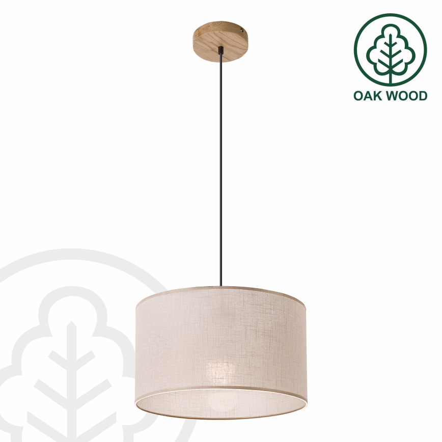 Brilagi - Κρεμαστό φωτιστικό οροφής ANTHONY 1xE27/60W/230V δρυς/μπεζ