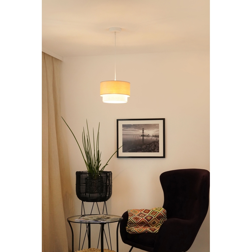 Brilagi - Κρεμαστό φωτιστικό οροφής ARIZONA BOHO 1xE27/15W/230V διάμετρος 25 cm μπεζ/λευκό