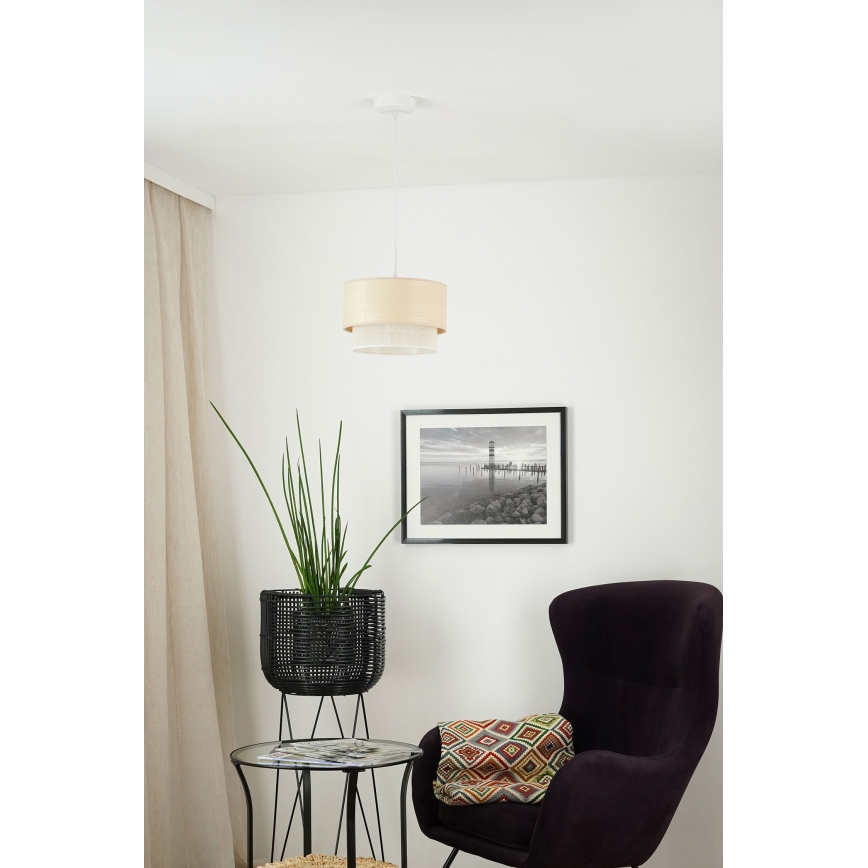 Brilagi - Κρεμαστό φωτιστικό οροφής ARIZONA BOHO 1xE27/15W/230V διάμετρος 25 cm μπεζ/λευκό