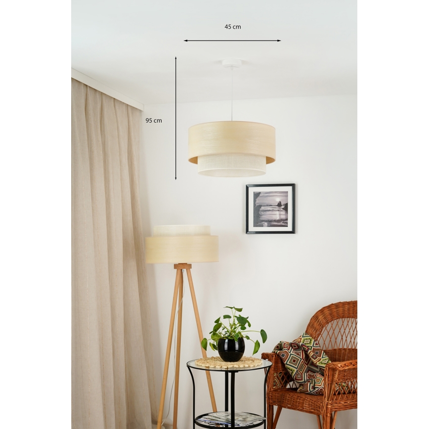 Brilagi - Κρεμαστό φωτιστικό οροφής ARIZONA BOHO 1xE27/15W/230V διάμετρος 45 cm μπεζ/λευκό