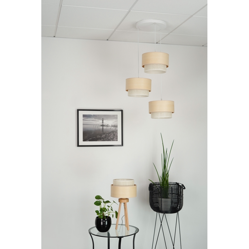 Brilagi - Κρεμαστό φωτιστικό οροφής ARIZONA BOHO 3xE27/15W/230V μπεζ/λευκό