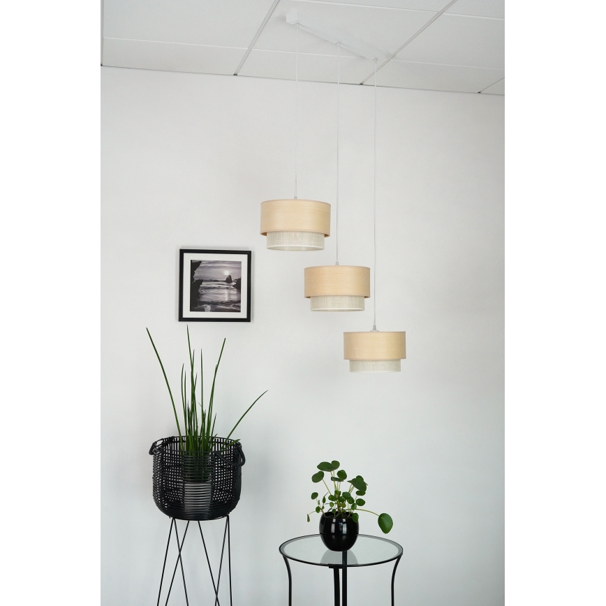Brilagi - Κρεμαστό φωτιστικό οροφής ARIZONA BOHO 3xE27/15W/230V μπεζ/λευκό