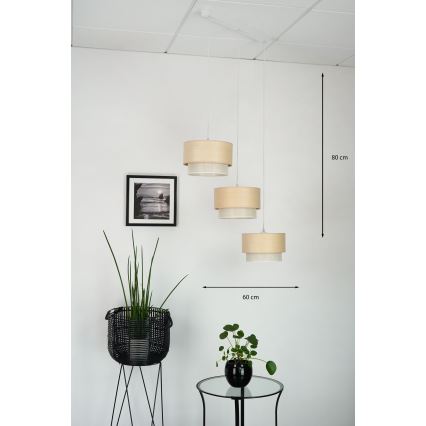 Brilagi - Κρεμαστό φωτιστικό οροφής ARIZONA BOHO 3xE27/15W/230V μπεζ/λευκό