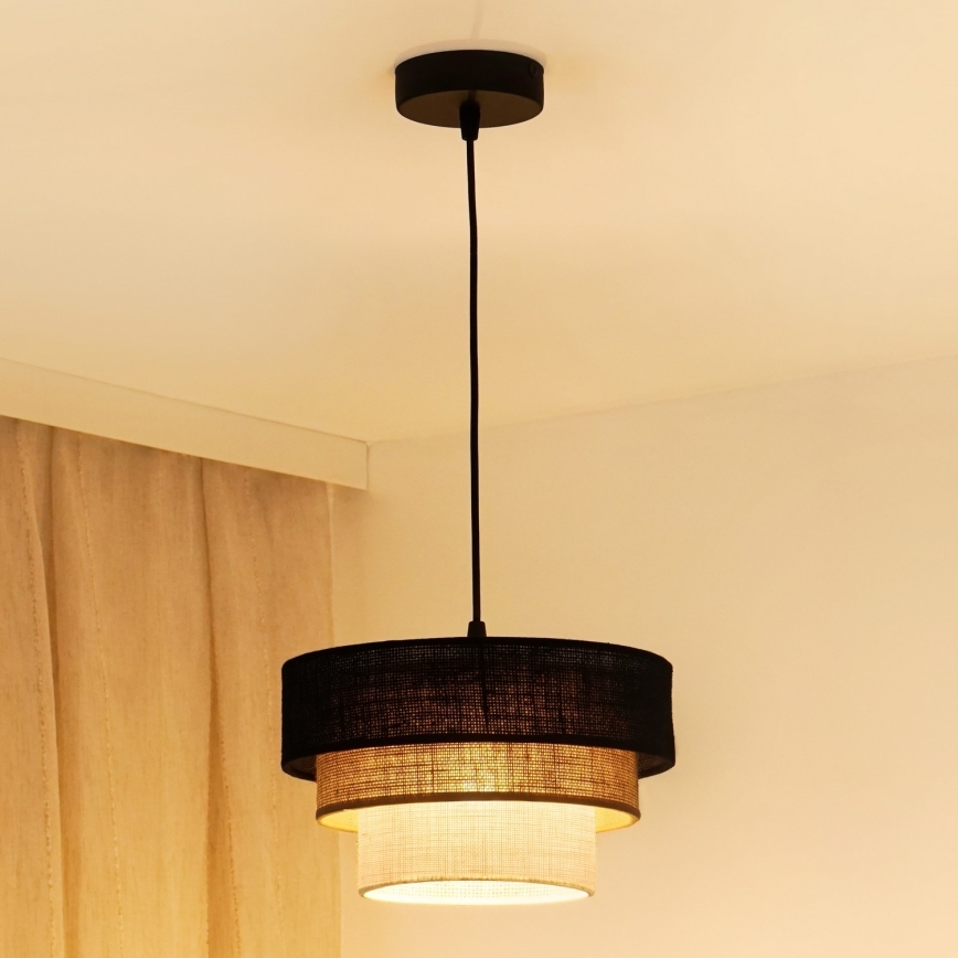 Brilagi - Κρεμαστό φωτιστικό οροφής ASPEN LUNETA 1xE27/15W/230V διάμετρος 25 cm μαύρο/μπεζ/κρεμ