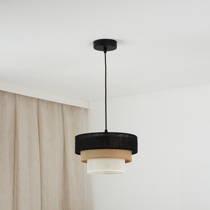 Brilagi - Κρεμαστό φωτιστικό οροφής ASPEN LUNETA 1xE27/15W/230V διάμετρος 25 cm μαύρο/μπεζ/κρεμ