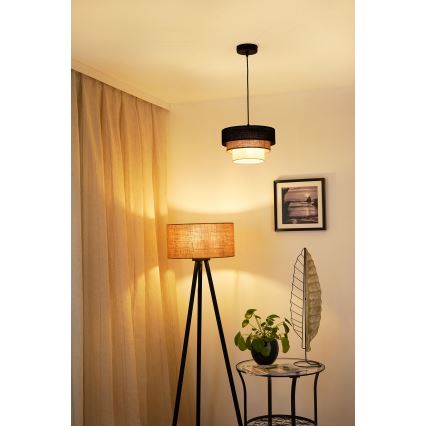 Brilagi - Κρεμαστό φωτιστικό οροφής ASPEN LUNETA 1xE27/15W/230V διάμετρος 25 cm μαύρο/μπεζ/κρεμ