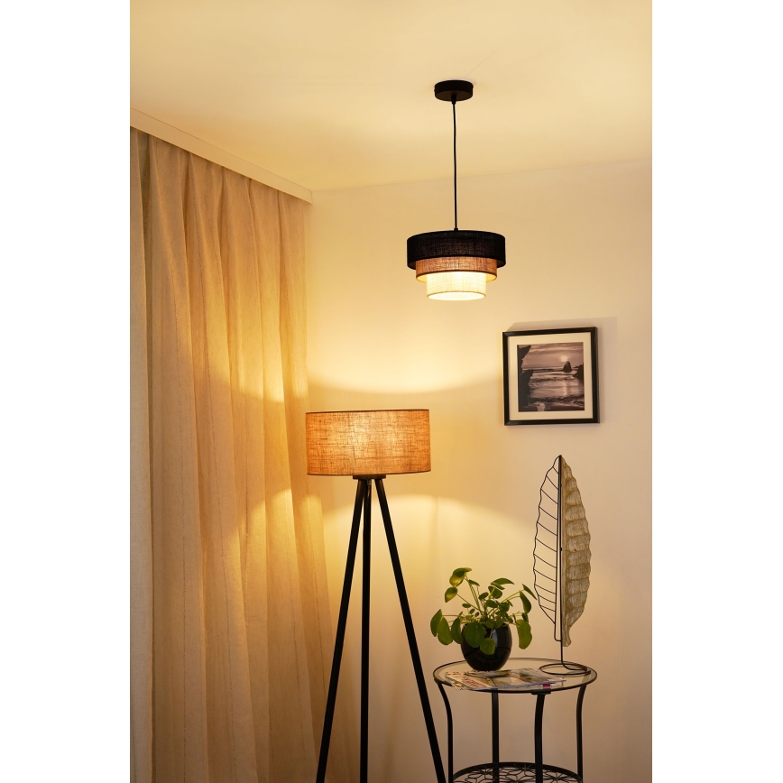 Brilagi - Κρεμαστό φωτιστικό οροφής ASPEN LUNETA 1xE27/15W/230V διάμετρος 25 cm μαύρο/μπεζ/κρεμ