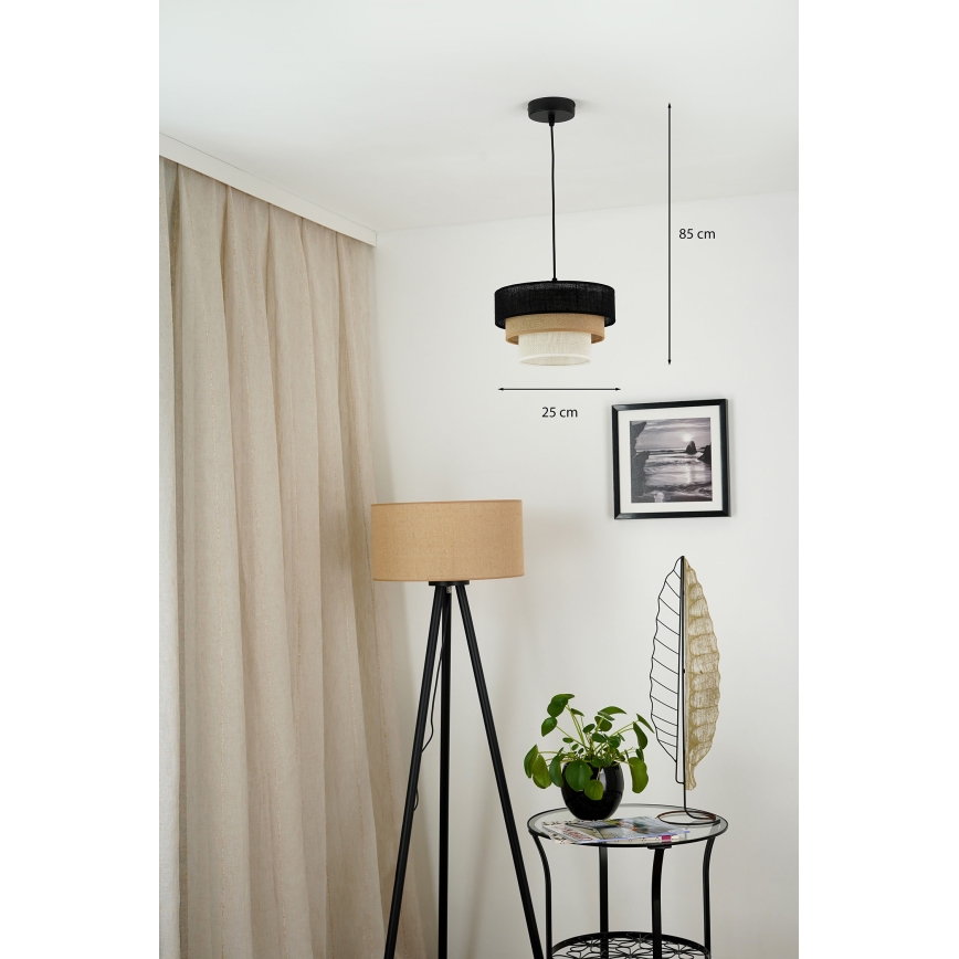 Brilagi - Κρεμαστό φωτιστικό οροφής ASPEN LUNETA 1xE27/15W/230V διάμετρος 25 cm μαύρο/μπεζ/κρεμ
