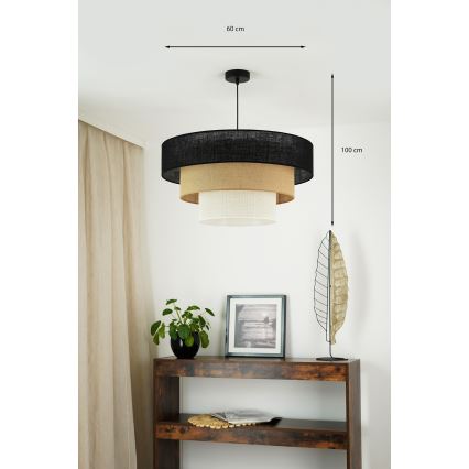 Brilagi - Κρεμαστό φωτιστικό οροφής ASPEN LUNETA 1xE27/15W/230V διάμετρος 60 cm μαύρο/μπεζ/κρεμ