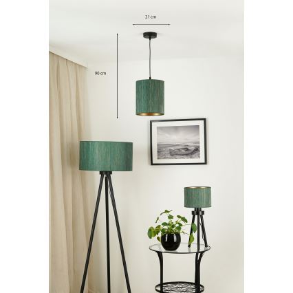 Brilagi - Κρεμαστό φωτιστικό οροφής BOSTON ROLLER 1xE27/15W/230V διάμετρος 21 cm straw πράσινο/χρυσό