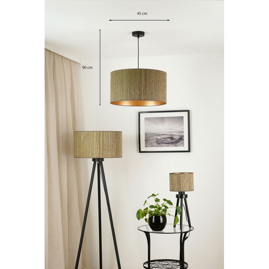 Brilagi - Κρεμαστό φωτιστικό οροφής BOSTON ROLLER 1xE27/15W/230V διάμετρος 45 cm straw καφέ/χρυσό