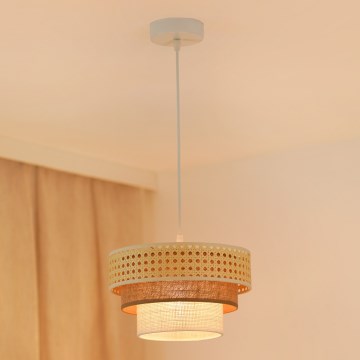 Brilagi - Κρεμαστό φωτιστικό οροφής CEDAR LUNETA 1xE27/15W/230V διάμετρος 25 cm μπεζ/καφέ/κρεμ