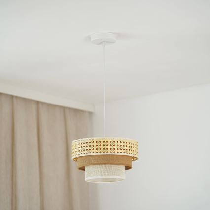 Brilagi - Κρεμαστό φωτιστικό οροφής CEDAR LUNETA 1xE27/15W/230V διάμετρος 25 cm μπεζ/καφέ/κρεμ