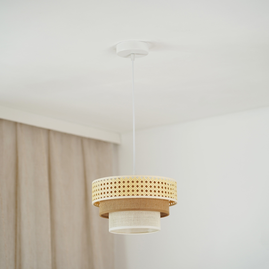 Brilagi - Κρεμαστό φωτιστικό οροφής CEDAR LUNETA 1xE27/15W/230V διάμετρος 25 cm μπεζ/καφέ/κρεμ