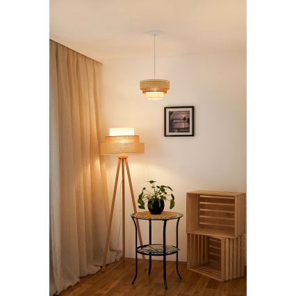 Brilagi - Κρεμαστό φωτιστικό οροφής CEDAR LUNETA 1xE27/15W/230V διάμετρος 25 cm μπεζ/καφέ/κρεμ