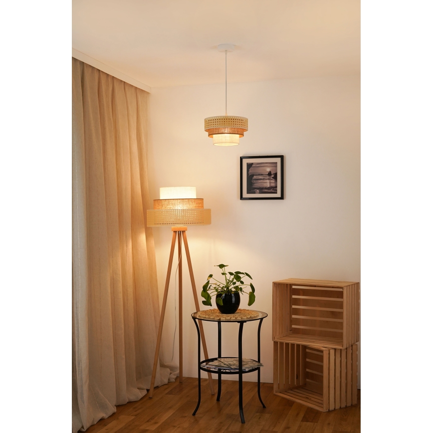 Brilagi - Κρεμαστό φωτιστικό οροφής CEDAR LUNETA 1xE27/15W/230V διάμετρος 25 cm μπεζ/καφέ/κρεμ