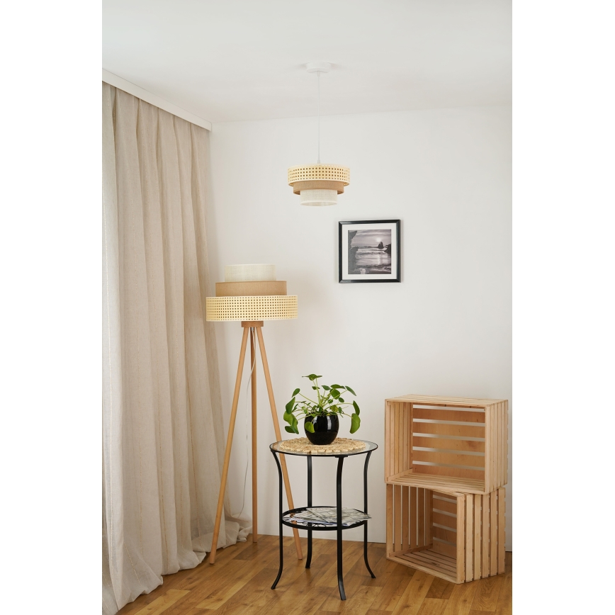 Brilagi - Κρεμαστό φωτιστικό οροφής CEDAR LUNETA 1xE27/15W/230V διάμετρος 25 cm μπεζ/καφέ/κρεμ