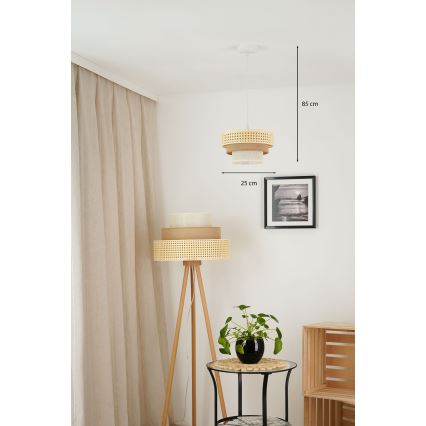 Brilagi - Κρεμαστό φωτιστικό οροφής CEDAR LUNETA 1xE27/15W/230V διάμετρος 25 cm μπεζ/καφέ/κρεμ