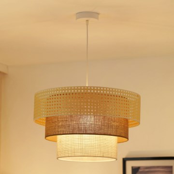 Brilagi - Κρεμαστό φωτιστικό οροφής CEDAR LUNETA 1xE27/15W/230V διάμετρος 45 cm μπεζ/καφέ/κρεμ
