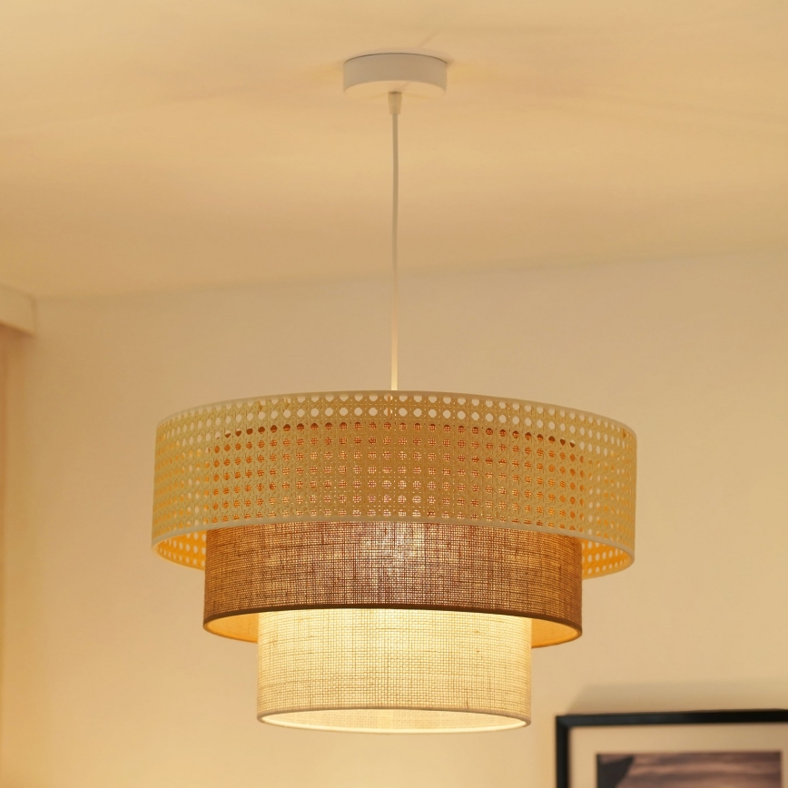 Brilagi - Κρεμαστό φωτιστικό οροφής CEDAR LUNETA 1xE27/15W/230V διάμετρος 45 cm μπεζ/καφέ/κρεμ
