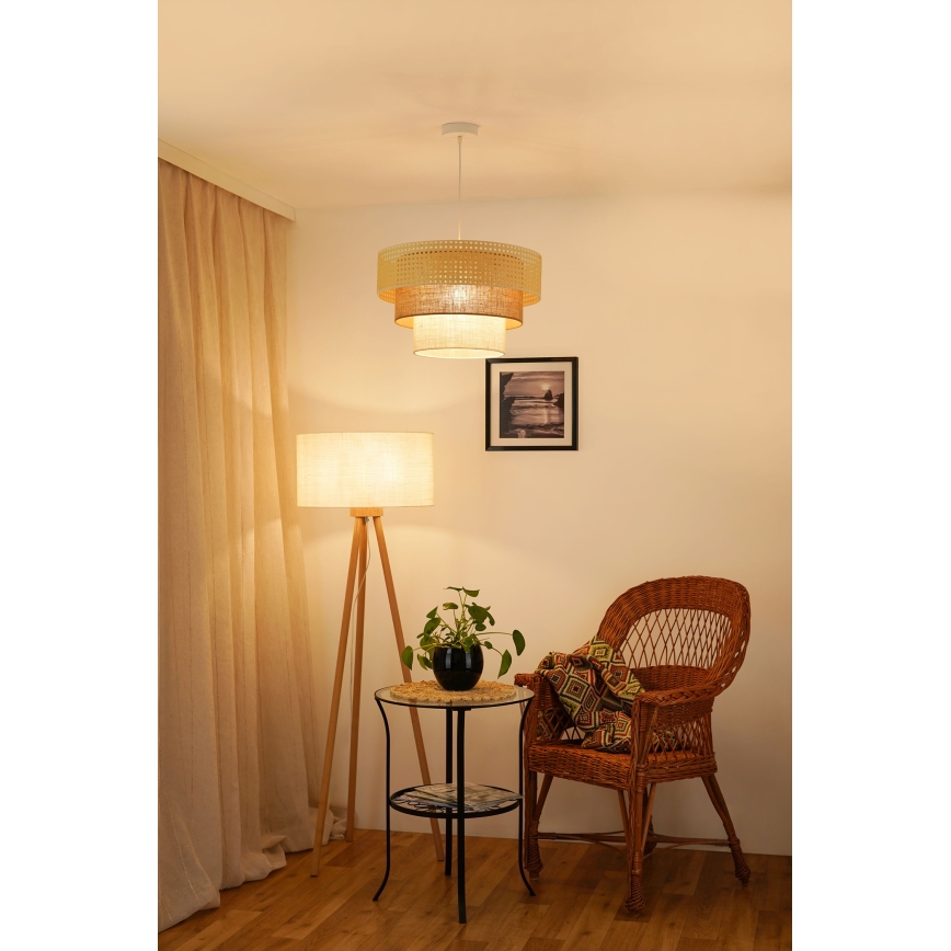 Brilagi - Κρεμαστό φωτιστικό οροφής CEDAR LUNETA 1xE27/15W/230V διάμετρος 45 cm μπεζ/καφέ/κρεμ