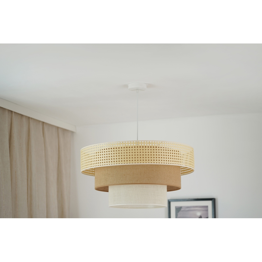 Brilagi - Κρεμαστό φωτιστικό οροφής CEDAR LUNETA 1xE27/15W/230V διάμετρος 60 cm μπεζ/καφέ/κρεμ