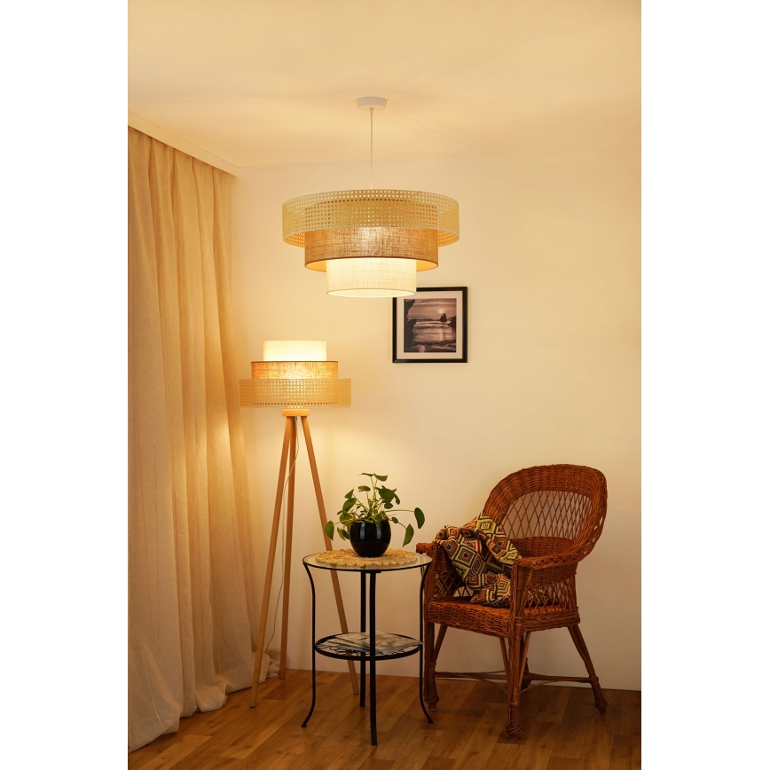 Brilagi - Κρεμαστό φωτιστικό οροφής CEDAR LUNETA 1xE27/15W/230V διάμετρος 60 cm μπεζ/καφέ/κρεμ