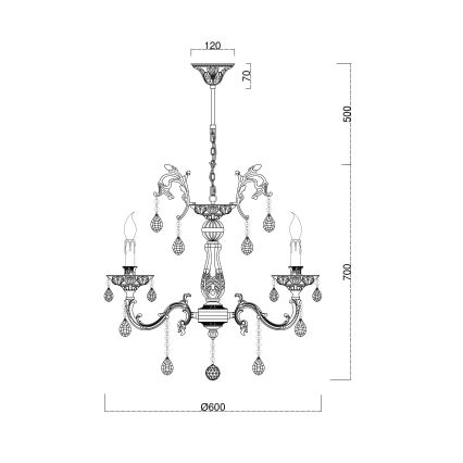 Brilagi - Κρεμαστό φωτιστικό οροφής CLASSIC 6xE14/60W/230V ορείχαλκος